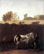 Italian Landscape with Herdsman and a Piebald Horse